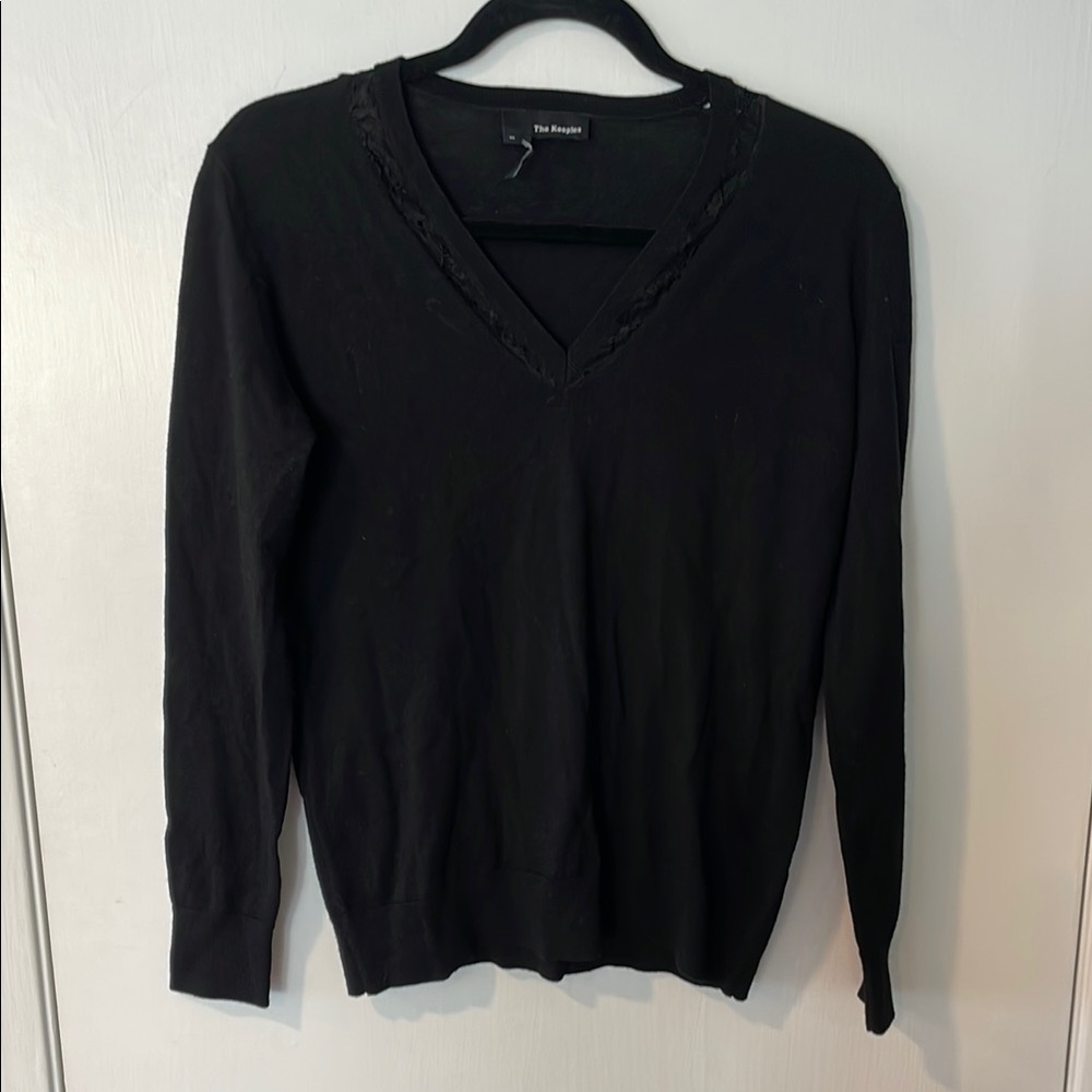 The Kooples Black V-Neck Sweater Classic Knit